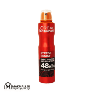 اسپری ضدتعریق مردانه اورال من اکسپرت استرس رزیست 48 ساعته 250 میل | L’Oréal Men Expert Stress Resist 48H Anti-Perspirant 250ml