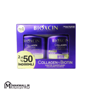 شامپو بیوکسین حاوی کلاژن و بیوتین پک دو عددی | Bioxcin Collagen & Biotin Volumizing & Anti-Hair Loss Shampoo Twin Pack