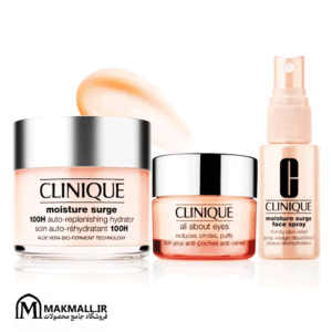پک کلینیک مویسچر سارج 3 عددی هیدراتور 100 ساعته + کرم دور چشم + اسپری صورت