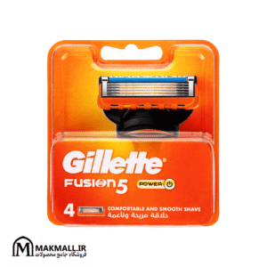 یدک تیغ ژیلت فیوژن 5 پاور بسته 4 عددی | Gillette Fusion5 Power Comfortable Smooth Shave 4 Pack Refills