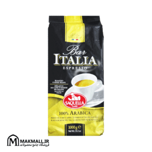 قهوه ساکوئلا بار ایتالیا 100٪ عربیکا 1000 گرم | Saquella Bar Italia Espresso 100% Arabica Whole Bean Coffee – 1000g – Dark Roast