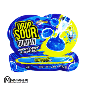 پاستیل ترش جانی کندی Drop Sour آبی وزن 57 گرم | Johny Candy Drop Sour Blue Gummy Chewy & Sour Gel 57g