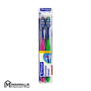 مسواک تریزا سری فلکسیبل هد متوسط دو عددی | Trisa Flexible Head Medium Toothbrush Twin Pack