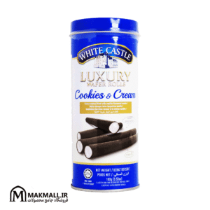 ویفر رول با طعم کوکی وایت کسل قوطی 100 گرمی | White Castle Luxury Wafer Rolls Cookie Flavoured 100g