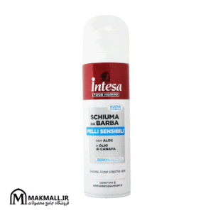 فوم اصلاح پوست حساس اینتسا مردانه حاوی آلوئه ورا و روغن شاهدانه | Intesa Pour Homme Shaving Foam Sensitive Skin Aloe Hemp Oil