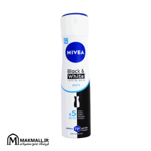 اسپری بدن نیوا بلک اند وایت اینویزیبل 72 ساعته 150 میل | NIVEA Black & White Invisible Pure 72h Spray 150ml