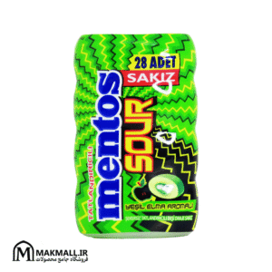 آدامس منتوس ترش سیب سبز بدون قند 28 عددی 56 گرم | Mentos Sour Green Apple Sugar-Free Gum 28 Pieces 56g